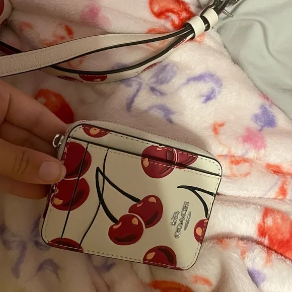 Coach White and Red Cherry Print Shoulder Bag - Picture 4 of 5